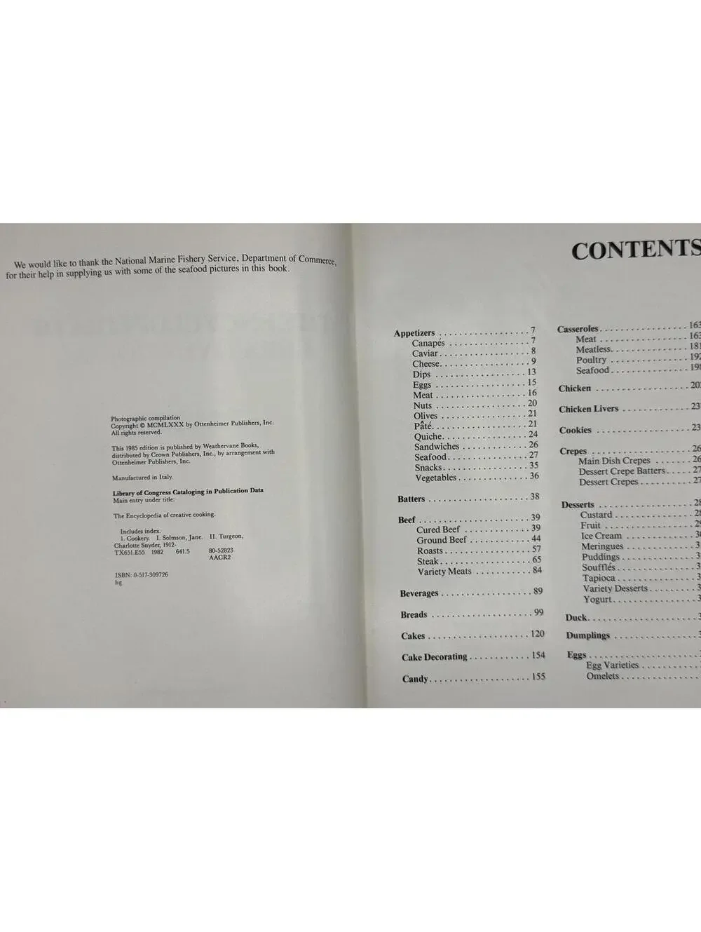 Vintage 1980s  Cookbook, The Encyclopedia of Creative Cooking, Charlotte Turgeon